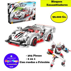 Bloques tipo lego - Auto de Carrera blanco - 356 Piezas