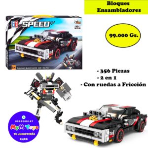 Bloques tipo lego - Auto de Carrera negro - 356 Piezas