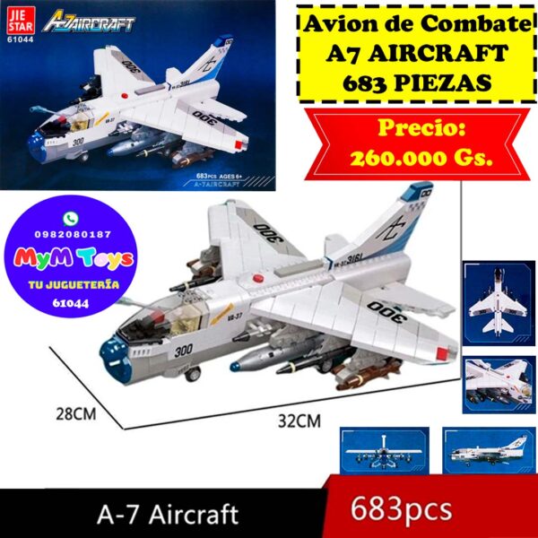 Bloques tipo lego - Avion de Combate A7 - 683 Piezas