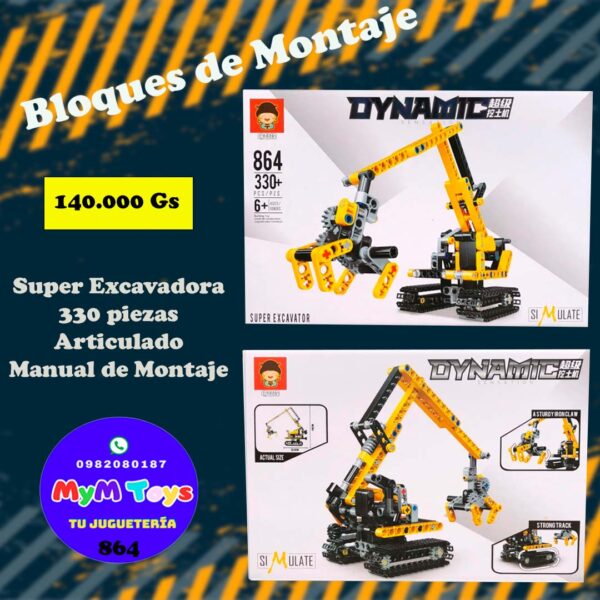 Bloques tipo lego - Excavadora - 330 piezas